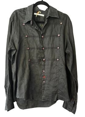 Vintage JC de Castelbajac Paris Graphic Ramie Button-Up Shirt Rare Archive Large
